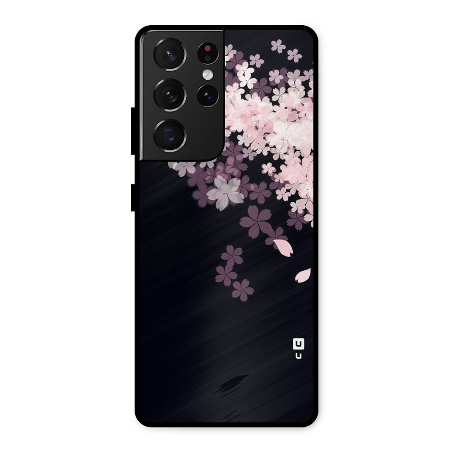 Cherry Flowers Pink Metal Back Case for Galaxy S21 Ultra 5G