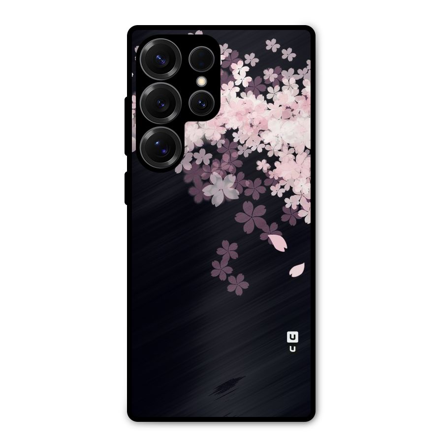 Cherry Flowers Pink Metal Back Case for Galaxy S25 Ultra