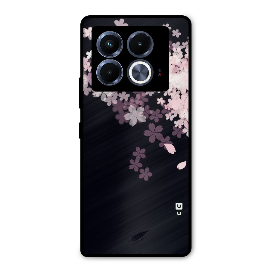 Cherry Flowers Pink Metal Back Case for Infinix Note 40 5G