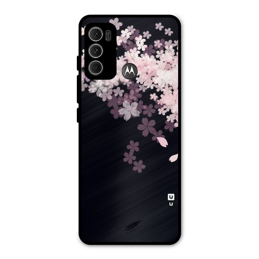 Cherry Flowers Pink Metal Back Case for Moto G60
