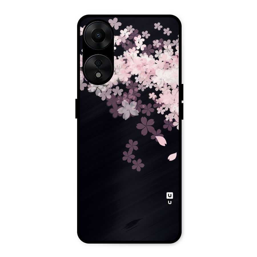 Cherry Flowers Pink Metal Back Case for Oppo A78 5G