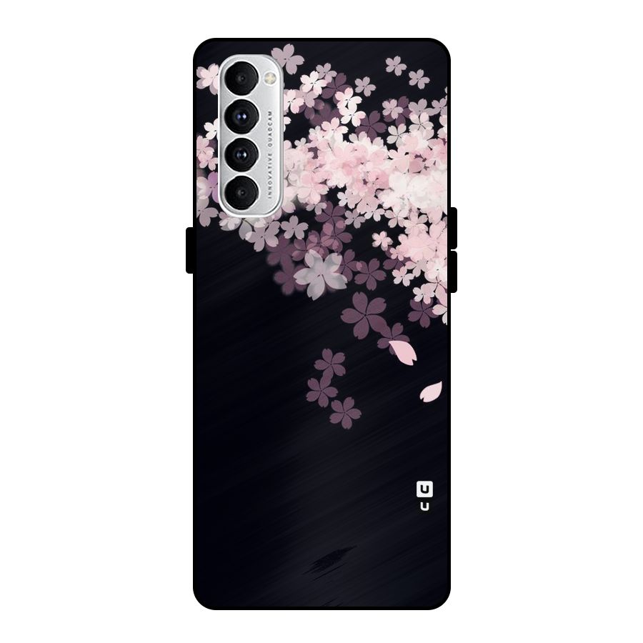 Cherry Flowers Pink Metal Back Case for Oppo Reno4 Pro