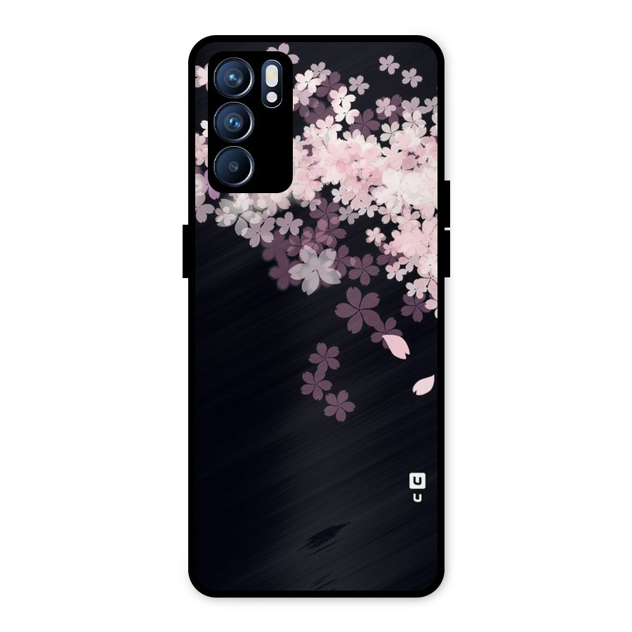 Cherry Flowers Pink Metal Back Case for Oppo Reno6 5G