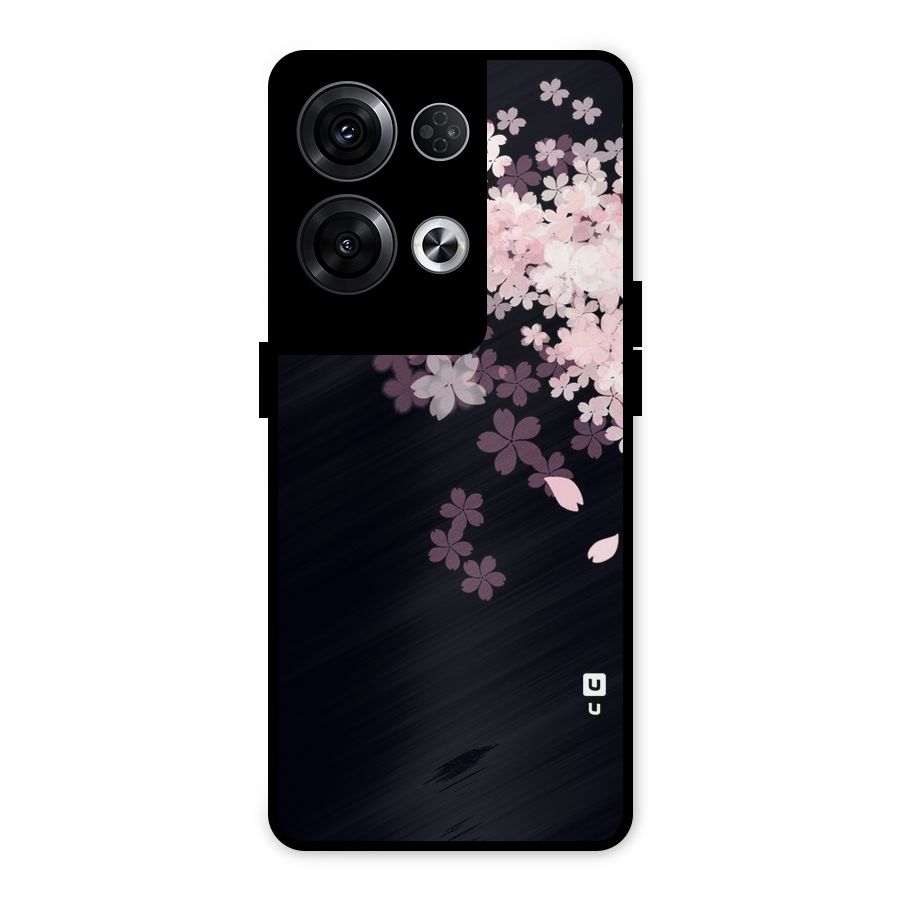 Cherry Flowers Pink Metal Back Case for Oppo Reno8 Pro 5G