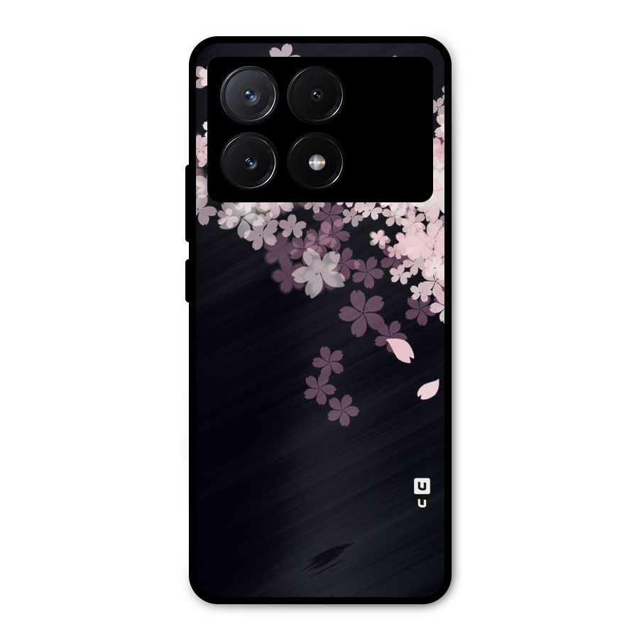 Cherry Flowers Pink Metal Back Case for Poco X6 Pro
