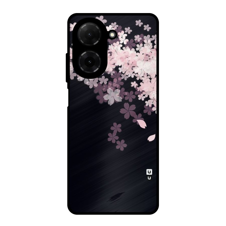 Cherry Flowers Pink Metal Back Case for Redmi A5 4G