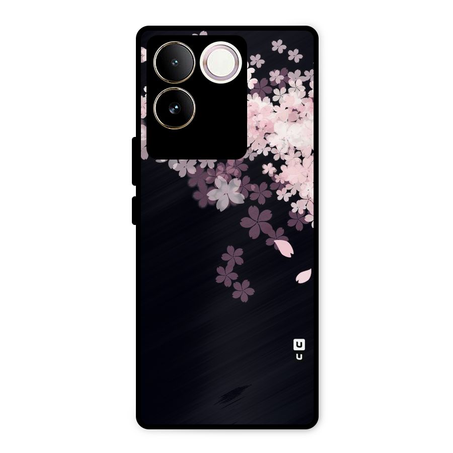 Cherry Flowers Pink Metal Back Case for Vivo T2 Pro
