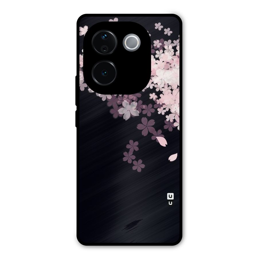 Cherry Flowers Pink Metal Back Case for Vivo T3 Pro