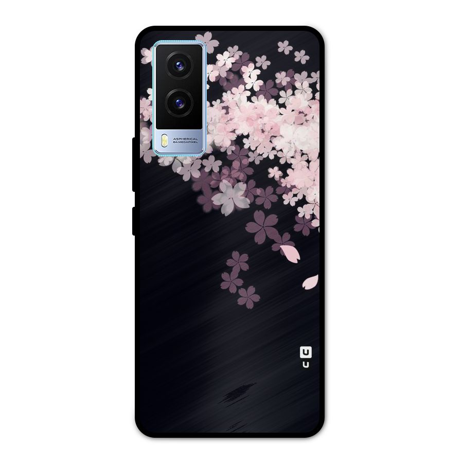 Cherry Flowers Pink Metal Back Case for Vivo V21e 5G