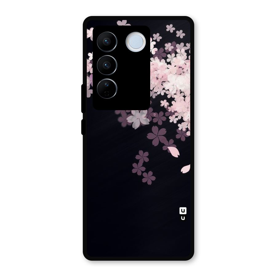 Cherry Flowers Pink Metal Back Case for Vivo V27