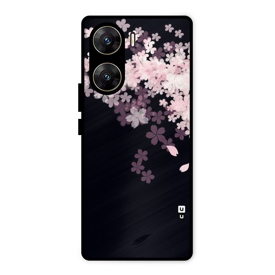 Cherry Flowers Pink Metal Back Case for Vivo V29e