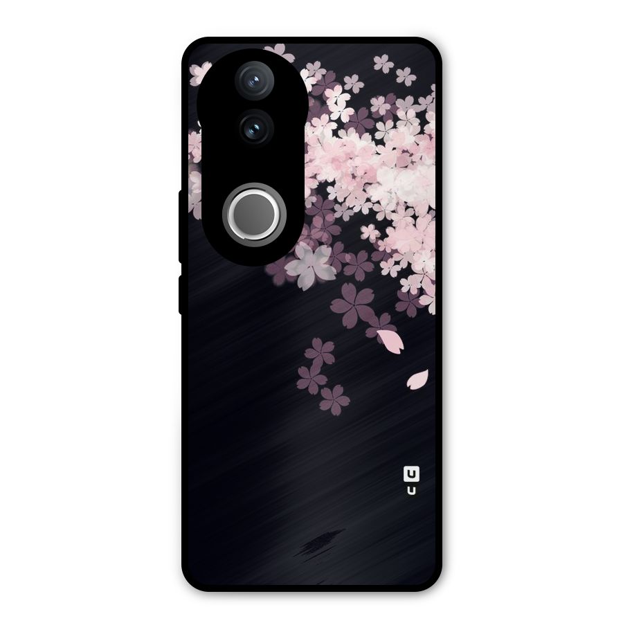 Cherry Flowers Pink Metal Back Case for Vivo V50
