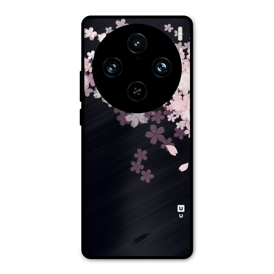 Cherry Flowers Pink Metal Back Case for Vivo X100 Pro