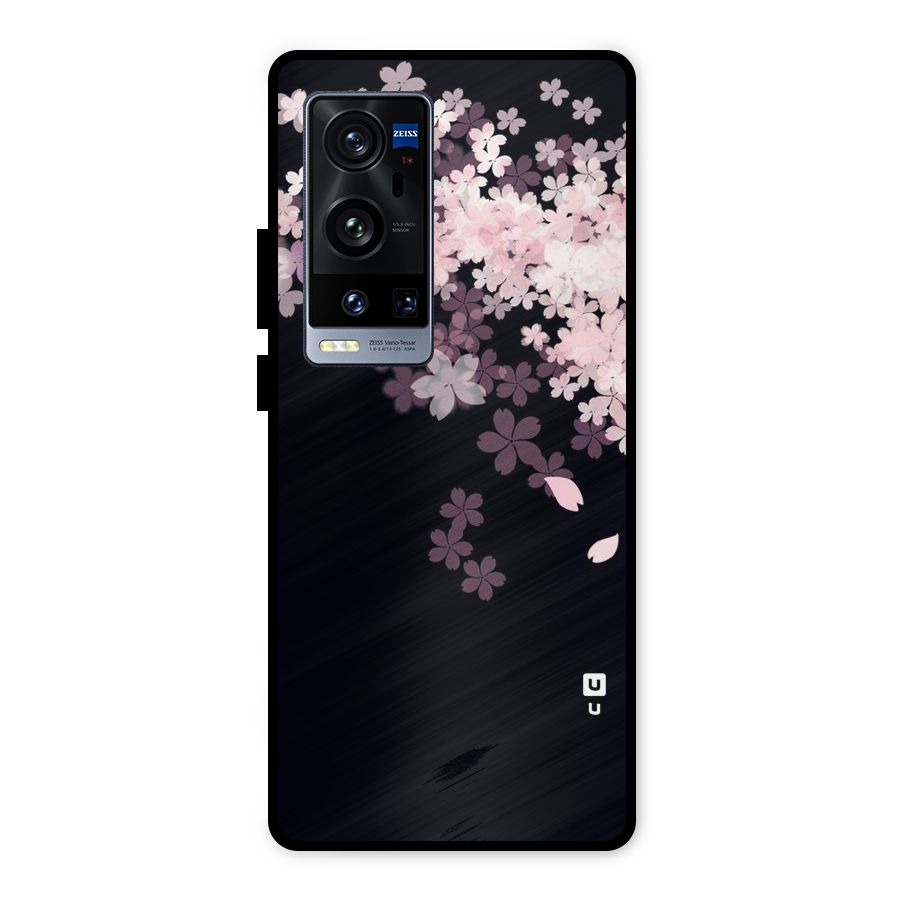 Cherry Flowers Pink Metal Back Case for Vivo X60 Pro Plus
