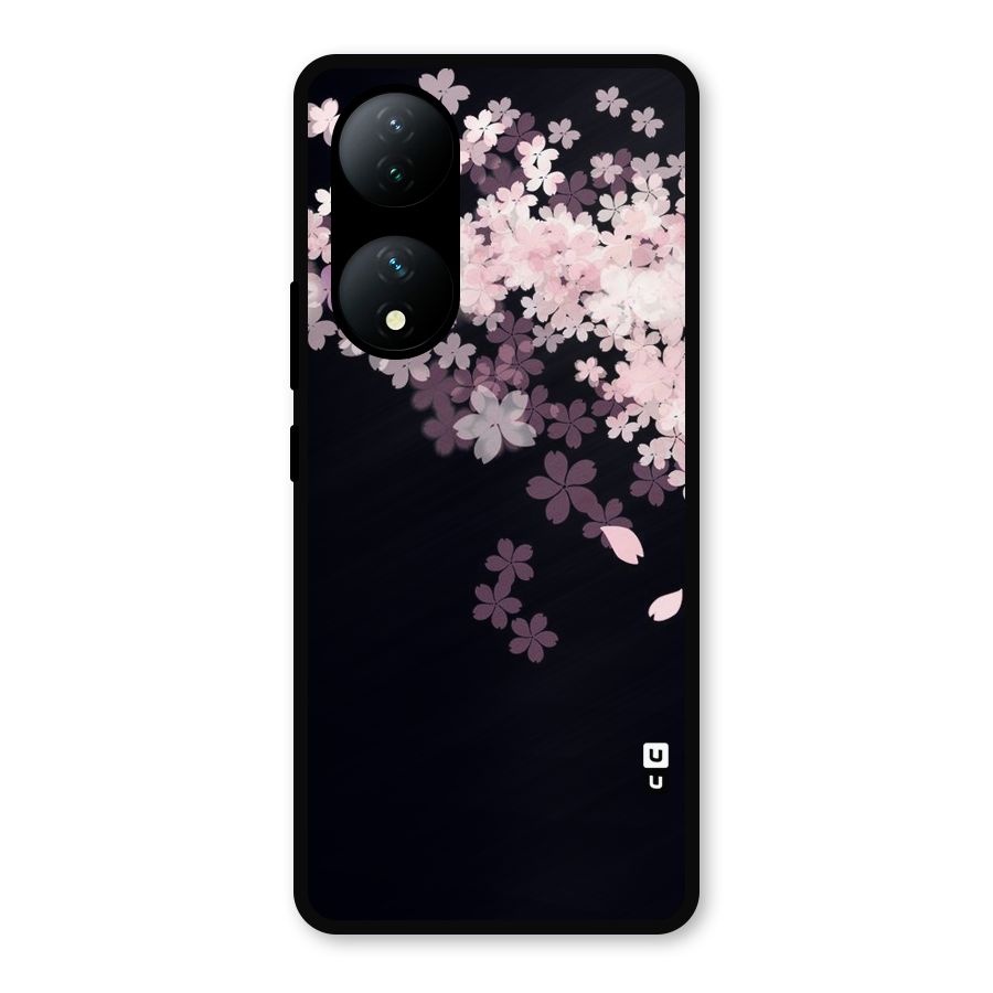Cherry Flowers Pink Metal Back Case for Vivo Y100a