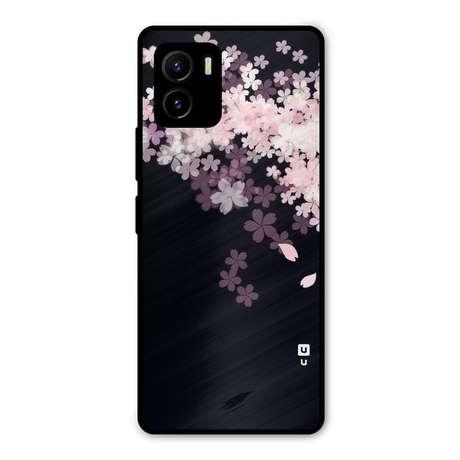 Cherry Flowers Pink Metal Back Case for Vivo Y15s
