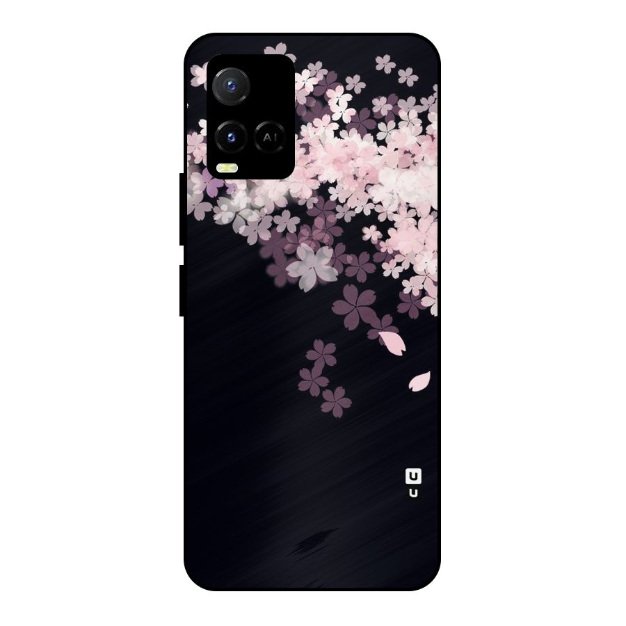 Cherry Flowers Pink Metal Back Case for Vivo Y21A