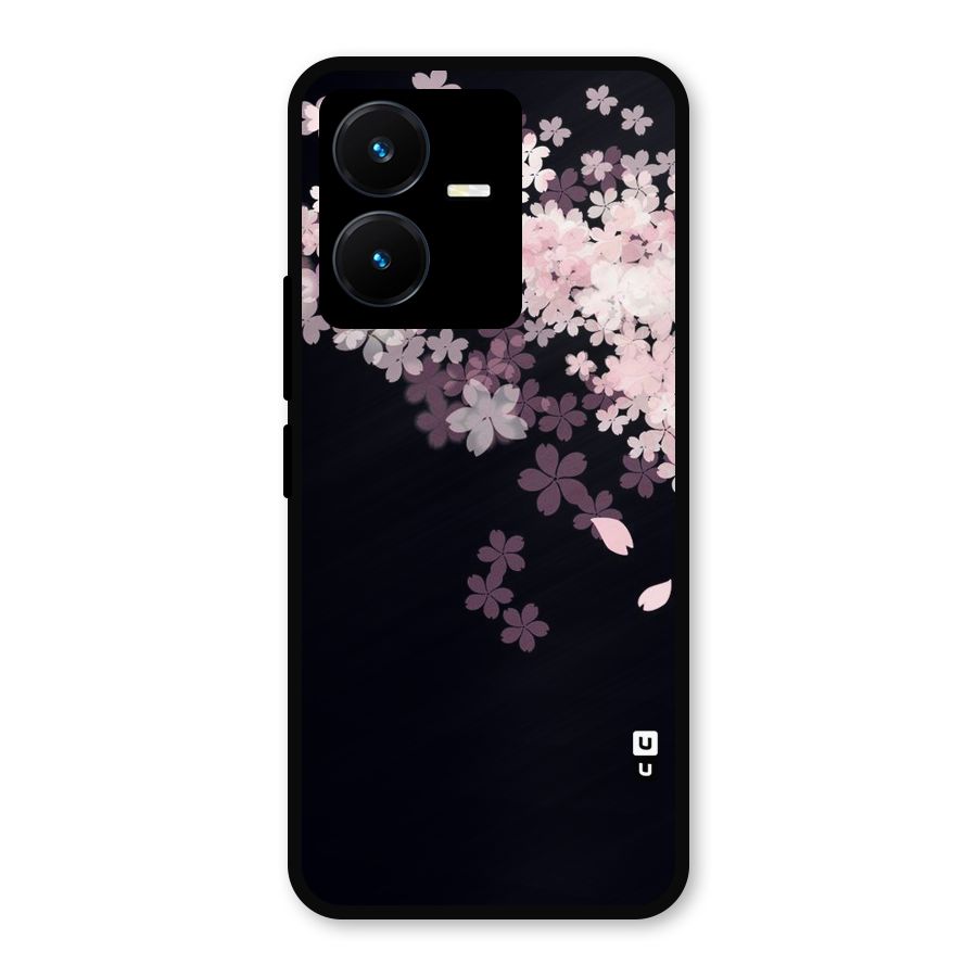 Cherry Flowers Pink Metal Back Case for Vivo Y22