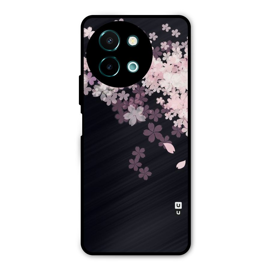 Cherry Flowers Pink Metal Back Case for Vivo Y58