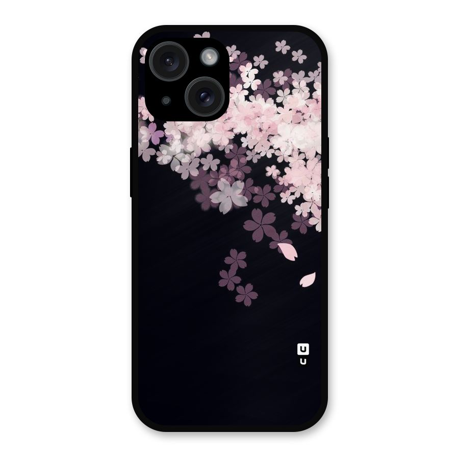 Cherry Flowers Pink Metal Back Case for iPhone 15