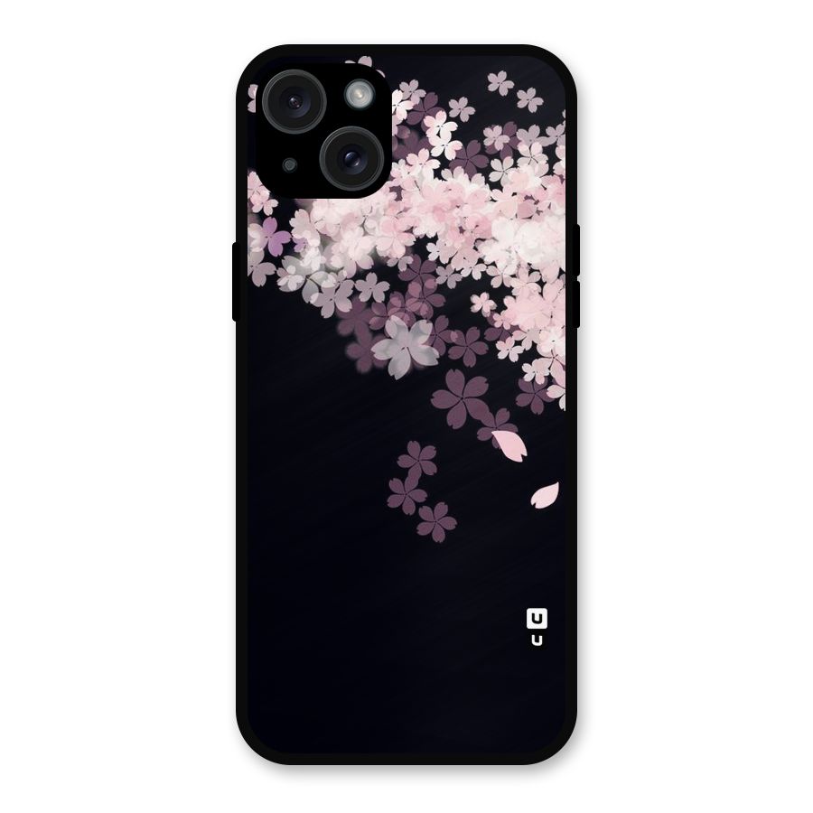 Cherry Flowers Pink Metal Back Case for iPhone 15 Plus