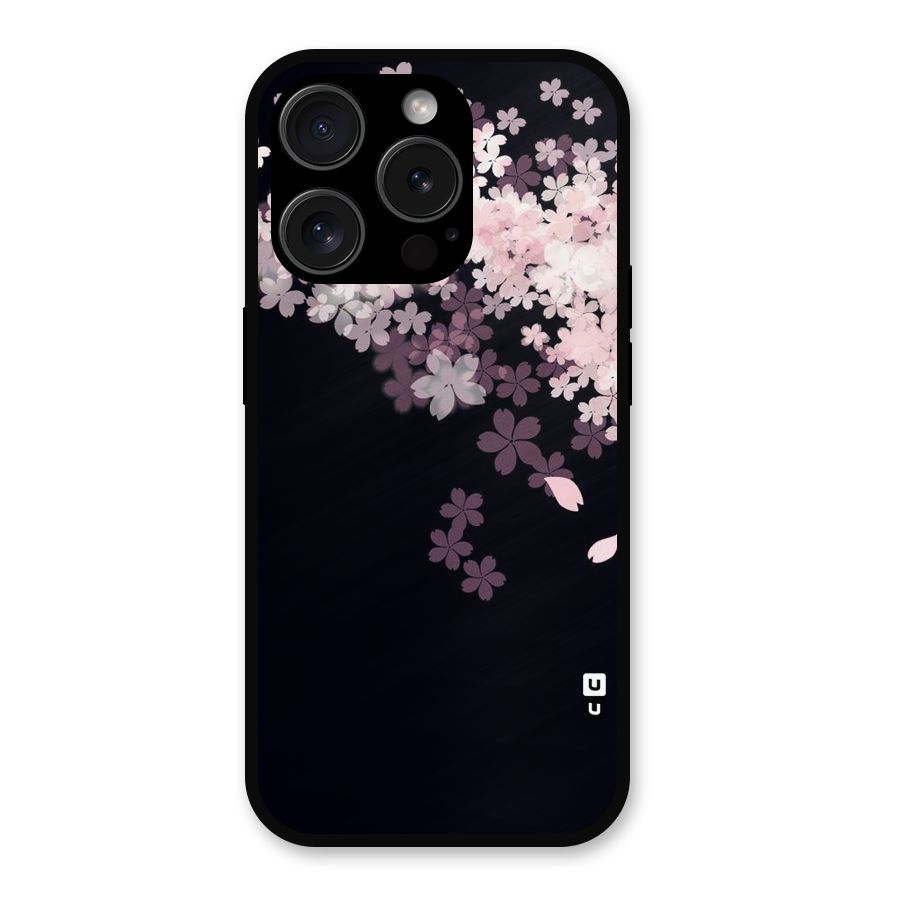Cherry Flowers Pink Metal Back Case for iPhone 15 Pro