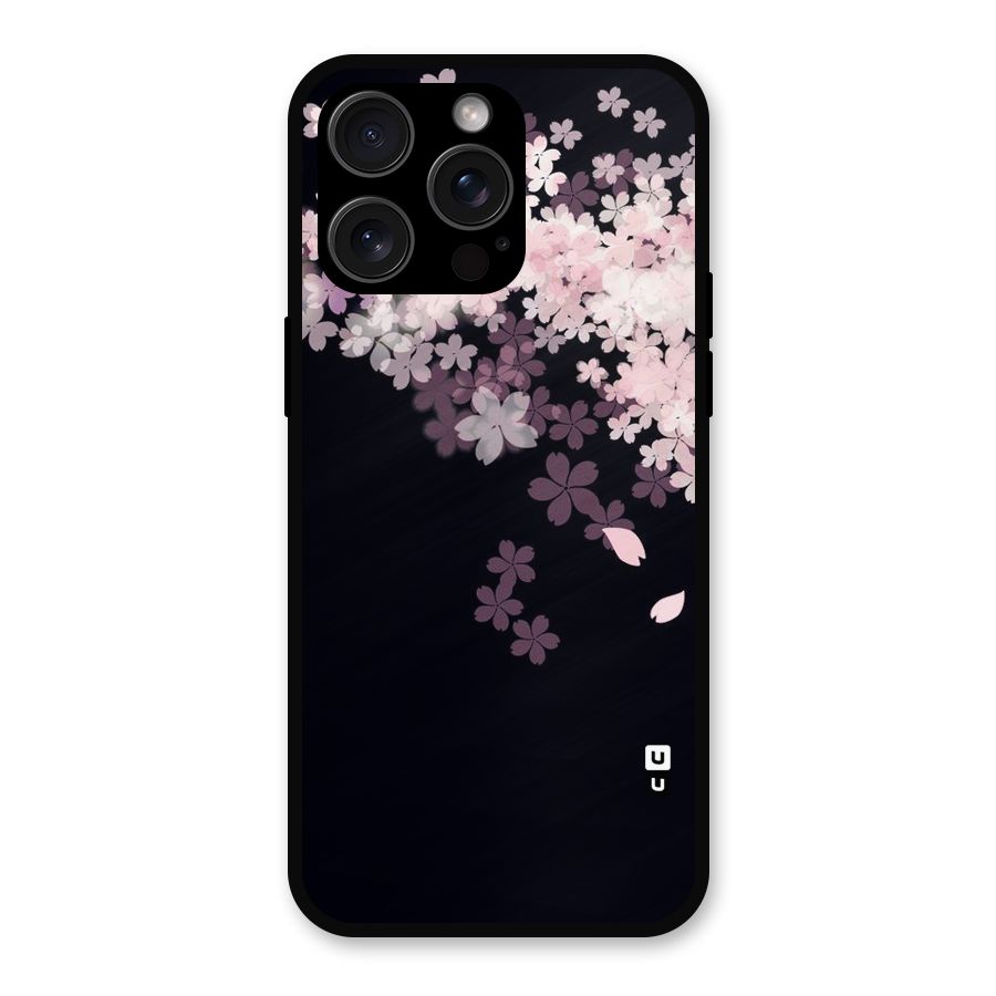 Cherry Flowers Pink Metal Back Case for iPhone 15 Pro Max