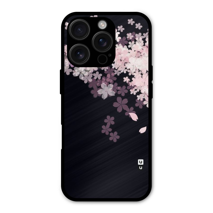 Cherry Flowers Pink Metal Back Case for iPhone 16 Pro