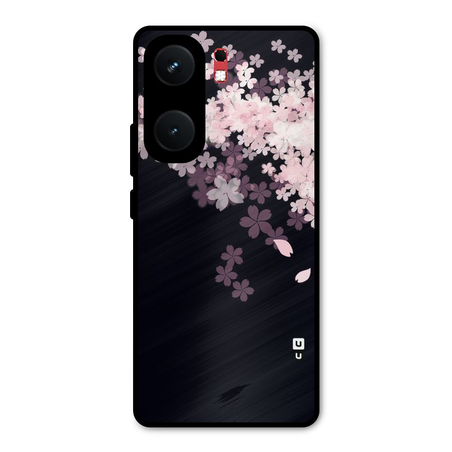 Cherry Flowers Pink Metal Back Case for iQOO Neo 9 Pro