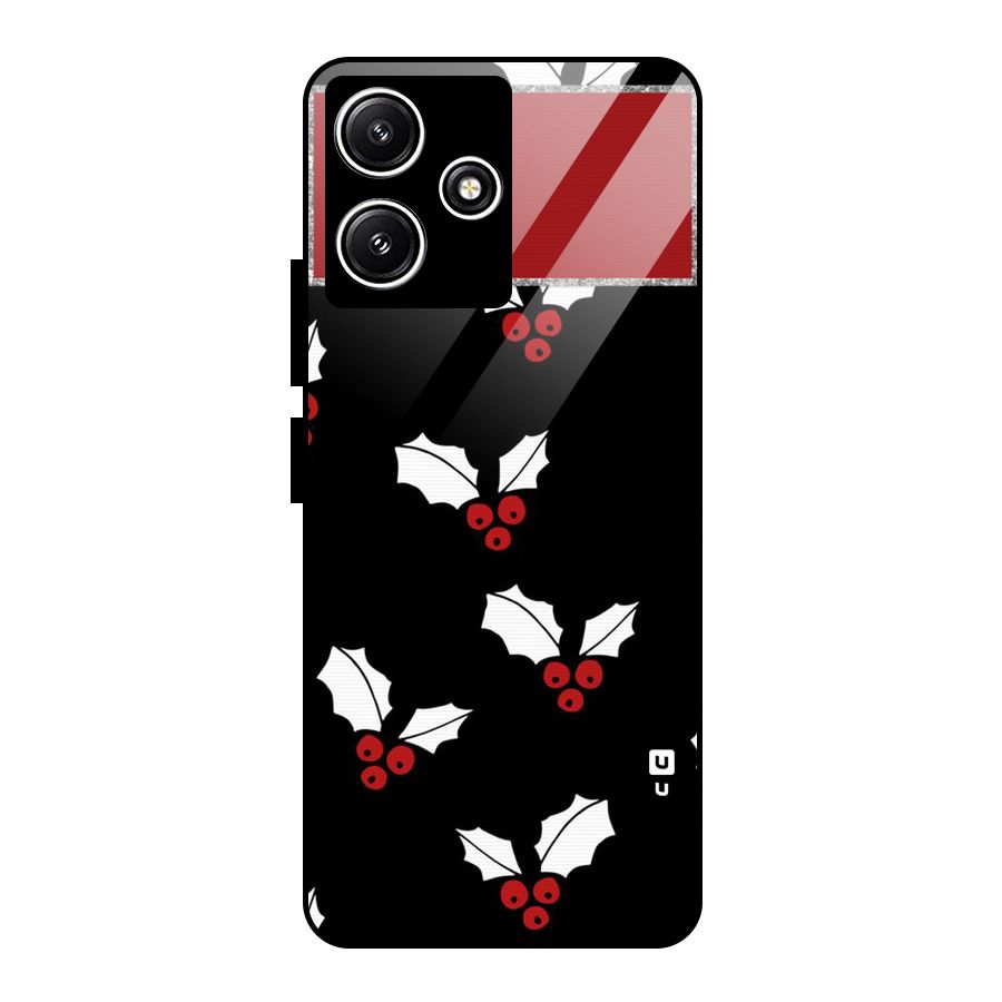 Cherry Leaf Design Glass Back Case for Poco M6 Pro