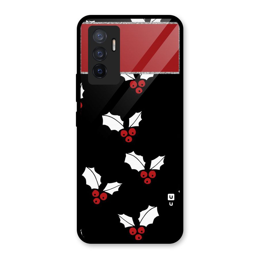 Cherry Leaf Design Glass Back Case for Vivo V23e
