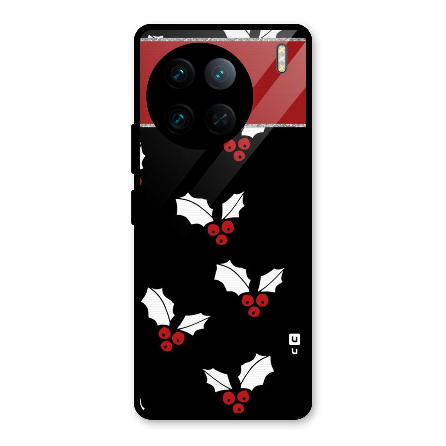 Cherry Leaf Design Glass Back Case for Vivo X90 Pro