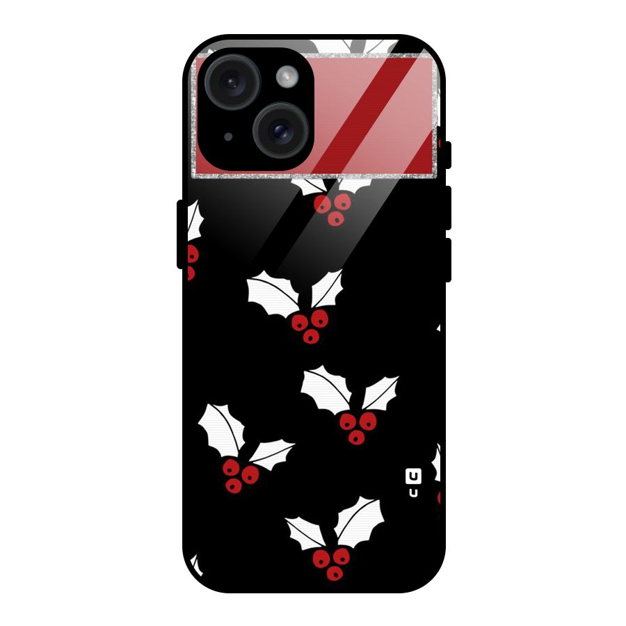 Cherry Leaf Design Glass Back Case for iPhone 15