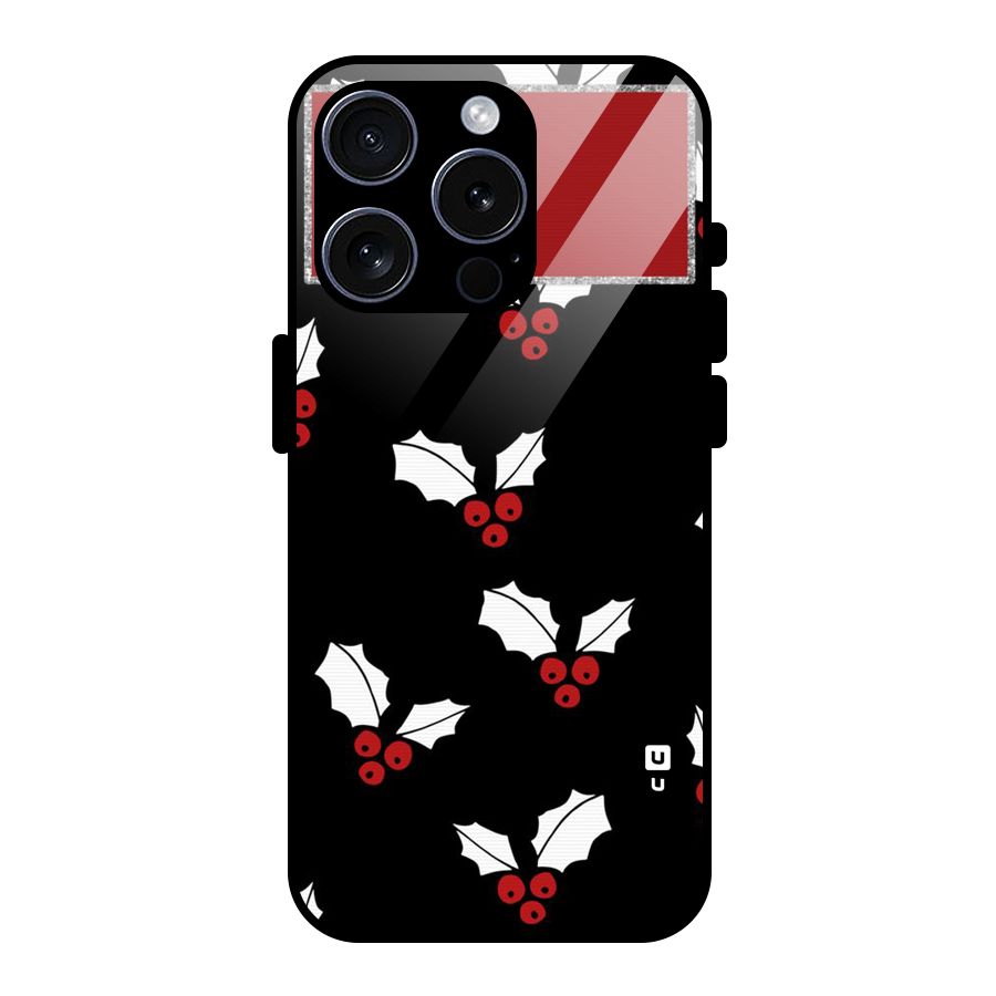 Cherry Leaf Design Glass Back Case for iPhone 15 Pro