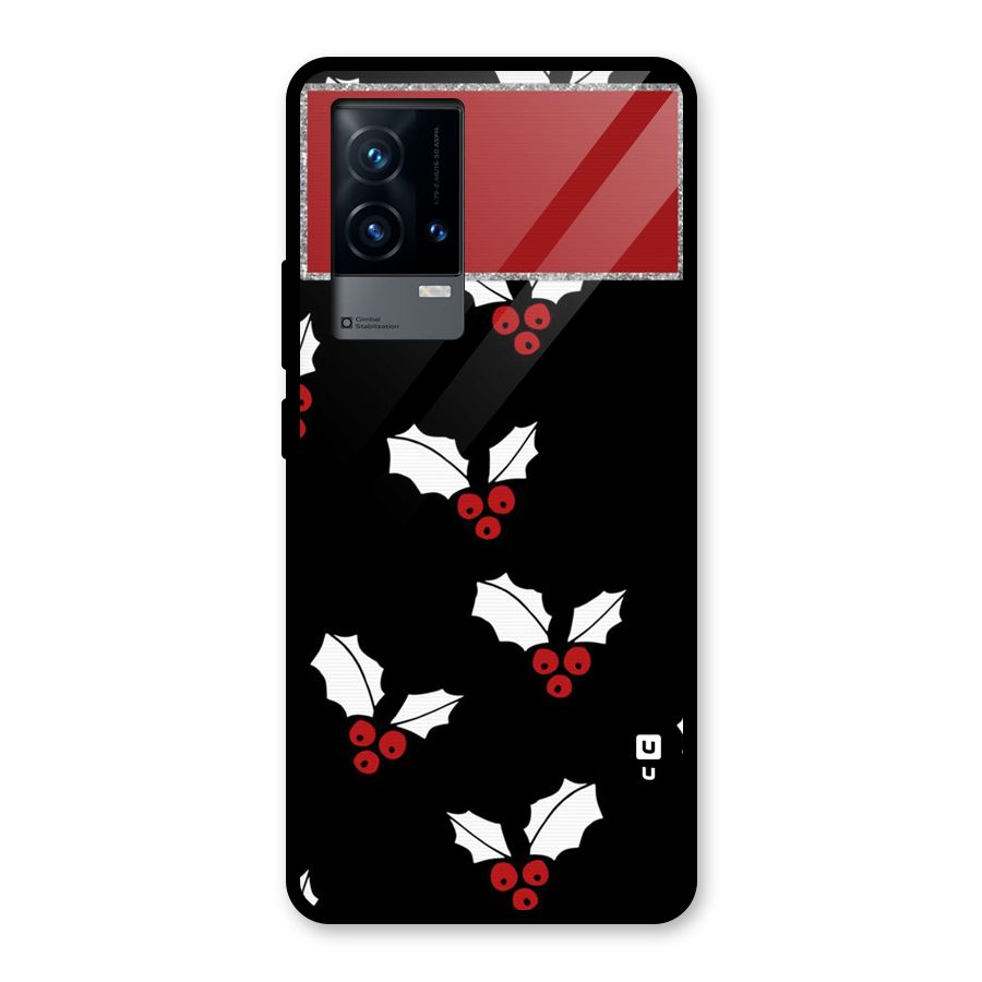 Cherry Leaf Design Glass Back Case for iQOO 9 5G