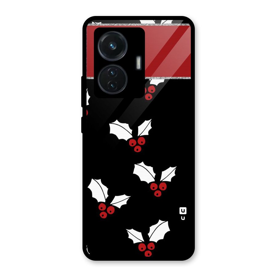 Cherry Leaf Design Glass Back Case for iQOO Z6 44W