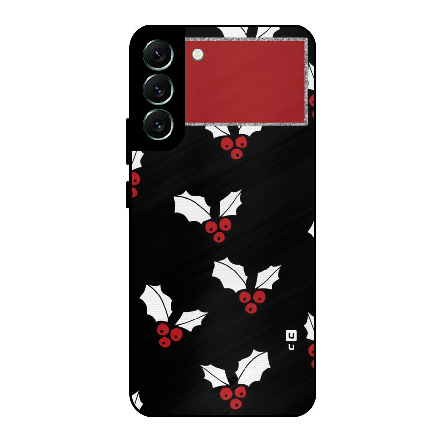 Cherry Leaf Design Metal Back Case for Galaxy S22 Plus 5G