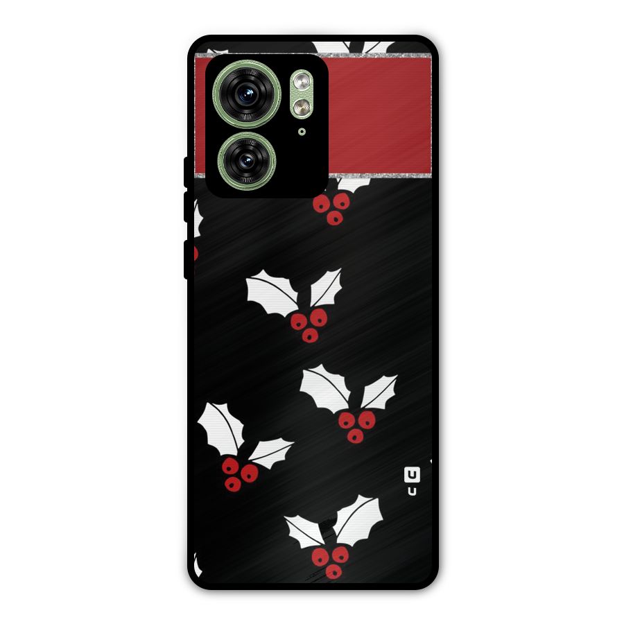 Cherry Leaf Design Metal Back Case for Motorola Edge 40 5G