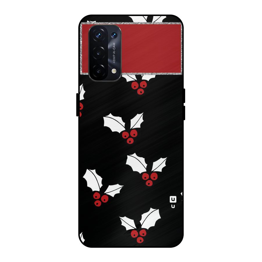 Cherry Leaf Design Metal Back Case for Oppo A74 5G