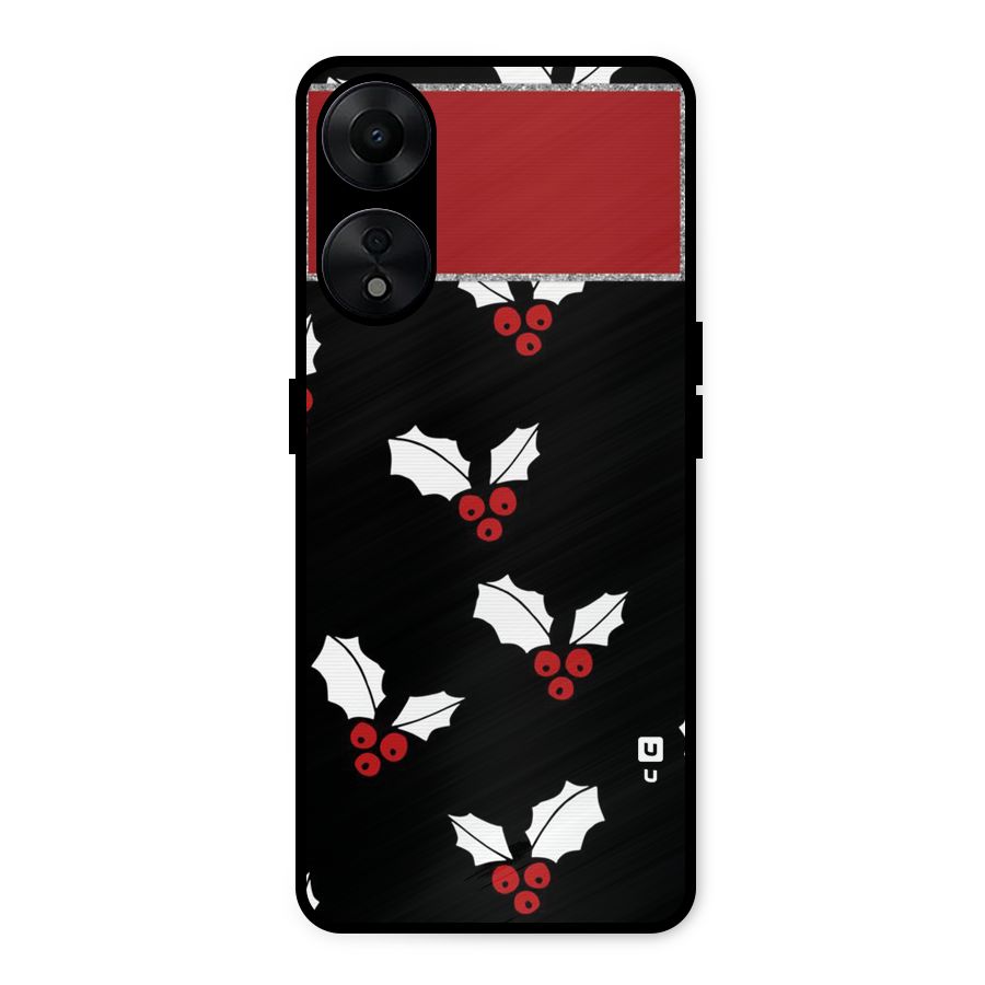Cherry Leaf Design Metal Back Case for Oppo A78 5G