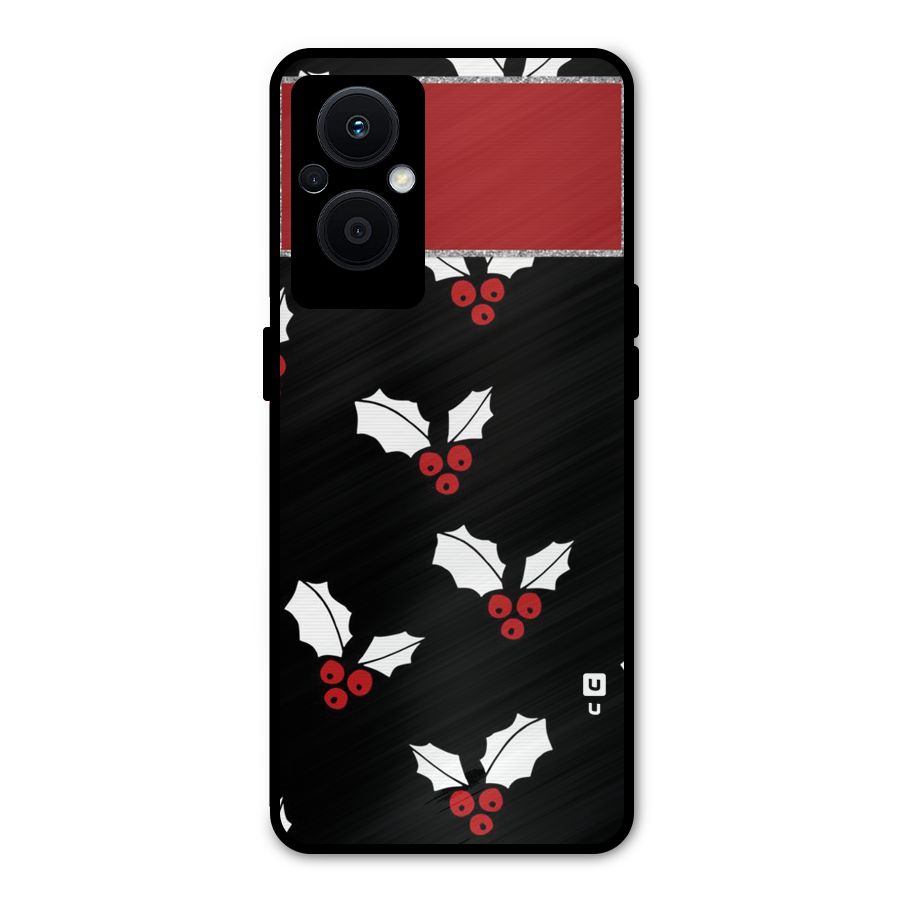Cherry Leaf Design Metal Back Case for Oppo F21s Pro 5G