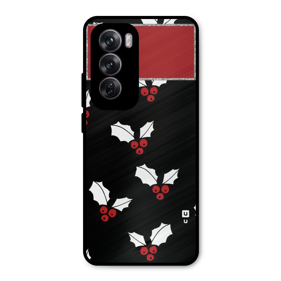 Cherry Leaf Design Metal Back Case for Oppo Reno12 Pro