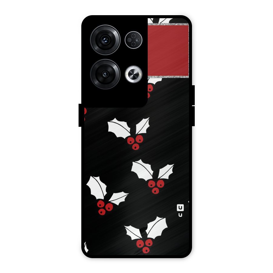 Cherry Leaf Design Metal Back Case for Oppo Reno8 Pro 5G