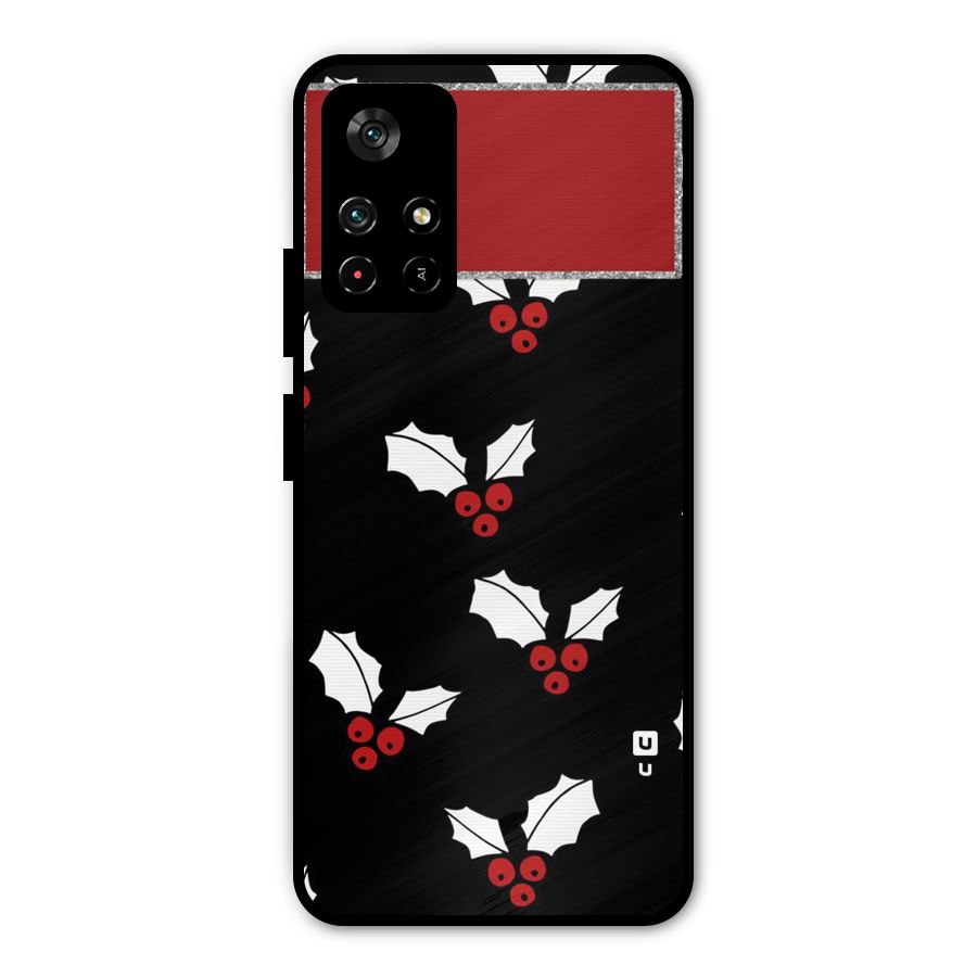 Cherry Leaf Design Metal Back Case for Poco M4 Pro 5G