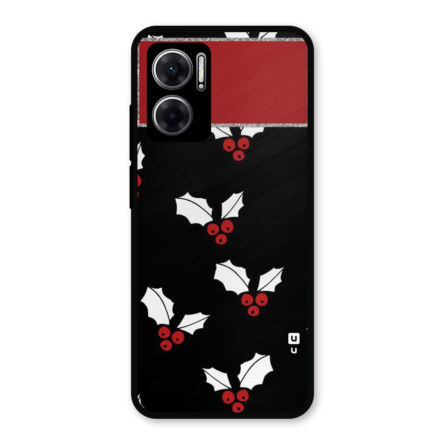 Cherry Leaf Design Metal Back Case for Redmi 11 Prime 5G