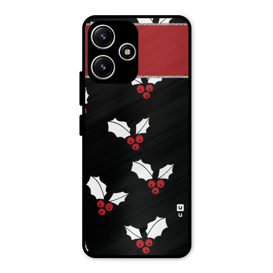 Cherry Leaf Design Metal Back Case for Redmi 12 5G
