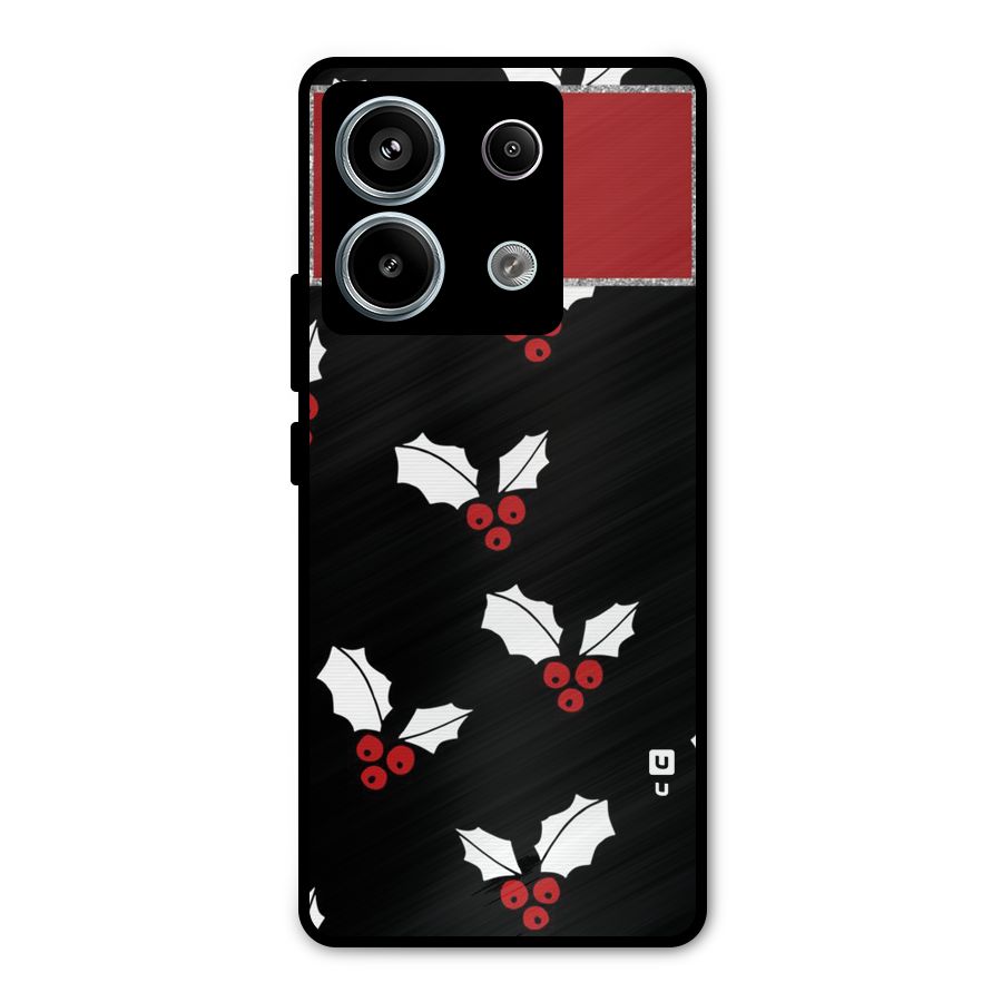 Cherry Leaf Design Metal Back Case for Redmi Note 13 Pro 5G