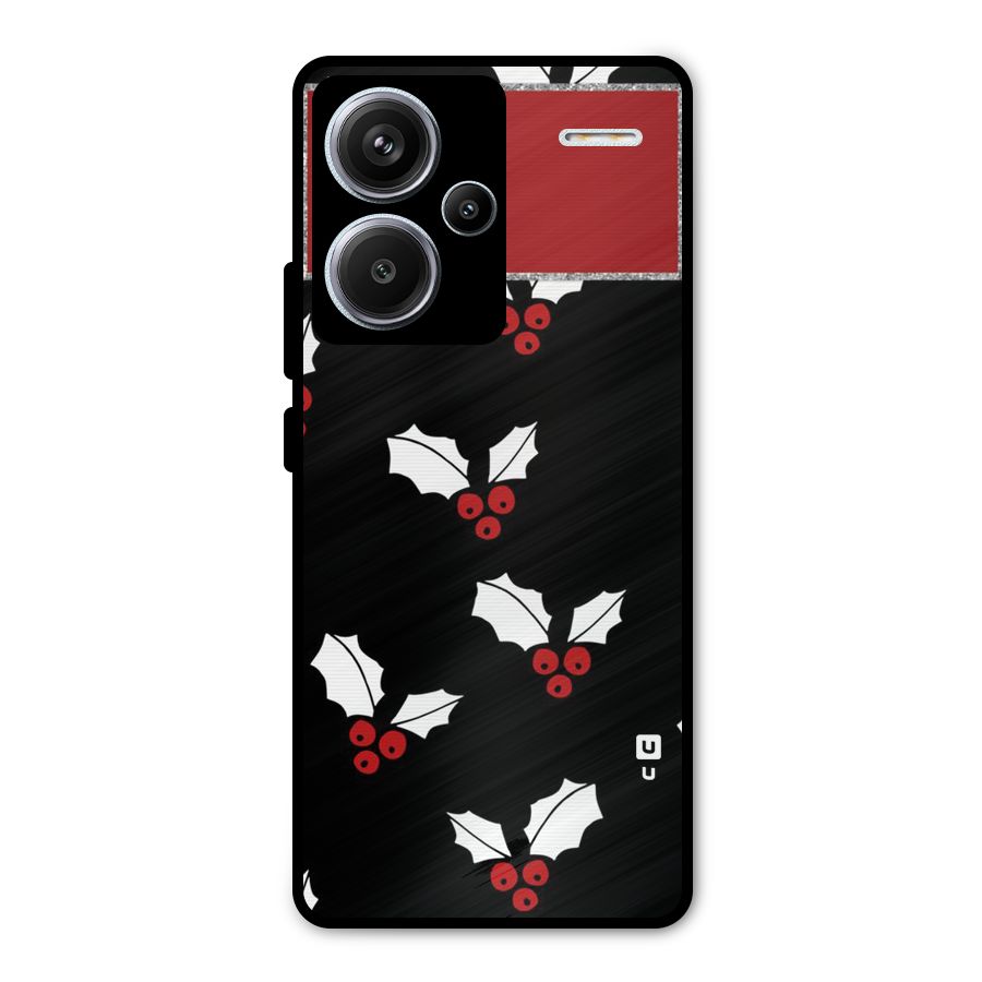 Cherry Leaf Design Metal Back Case for Redmi Note 13 Pro Plus