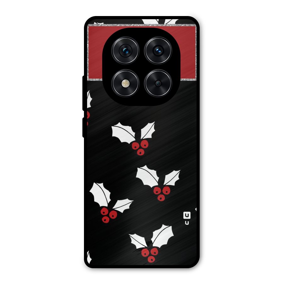 Cherry Leaf Design Metal Back Case for Redmi Note 14 Pro 5G