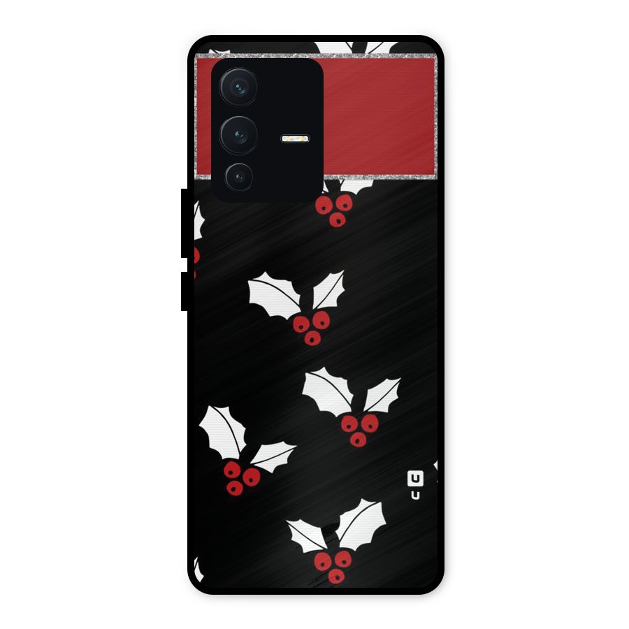 Cherry Leaf Design Metal Back Case for Vivo V23 5G